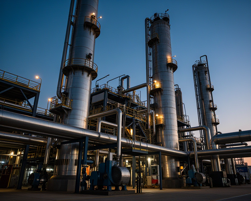Industrial Chemical Plant at Dusk