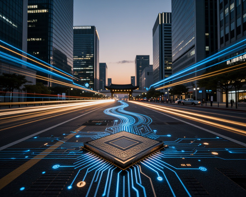 Futuristic Korean Tech Landscape