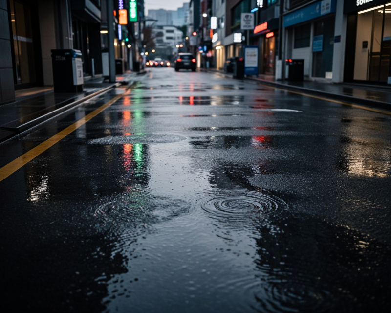 Rainy Seoul Street